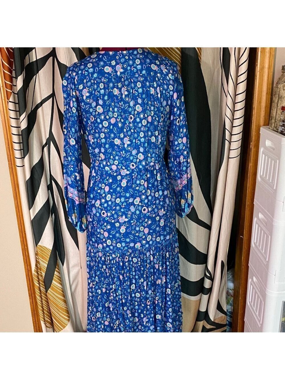 Bohemian Blue Floral Long Sleeve Dress - Picture 3 of 12